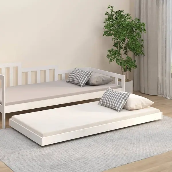 Gossi cadru de pat, alb, 75x190 cm, lemn masiv de pin