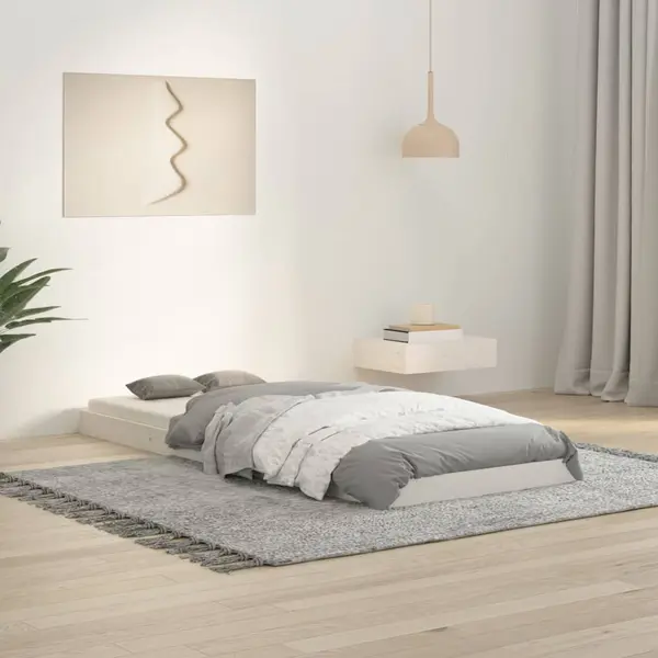Gossi cadru de pat, alb, 75x190 cm, single mic, lemn masiv de pin