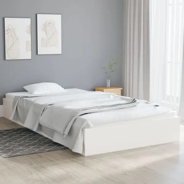 Gossi cadru de pat, alb, 90x200 cm, lemn masiv