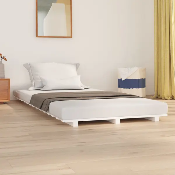 Gossi cadru de pat, alb, 90x200 cm, lemn masiv de pin