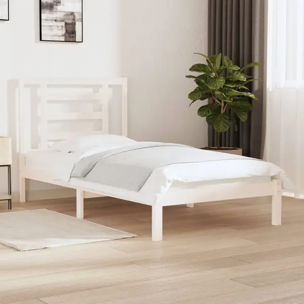 Gossi cadru de pat, alb, 90x200 cm, lemn masiv de pin