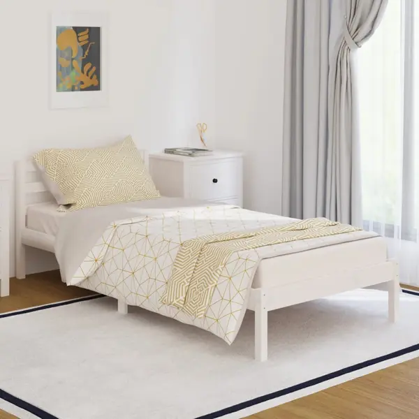 Gossi cadru de pat, alb, 90x200 cm, lemn masiv de pin