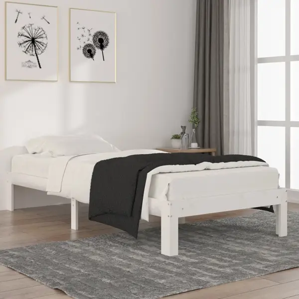 Gossi cadru de pat, alb, 90x200 cm, lemn masiv de pin