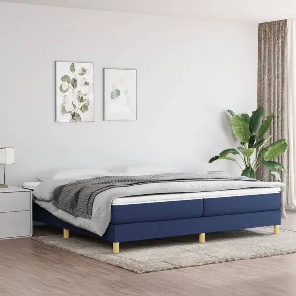 Gossi cadru de pat, albastru, 200x200 cm, material textil