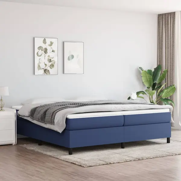 Gossi cadru de pat, albastru, 200x200 cm, material textil