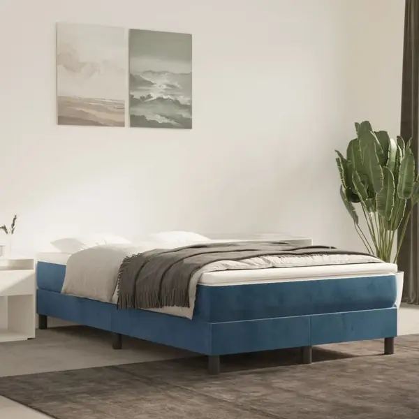 Gossi cadru de pat box spring, albastru inchis, 120x200 cm, catifea