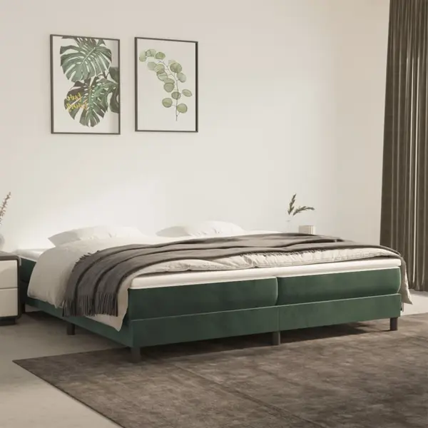 Gossi cadru de pat box spring, verde inchis, 200x200 cm, catifea