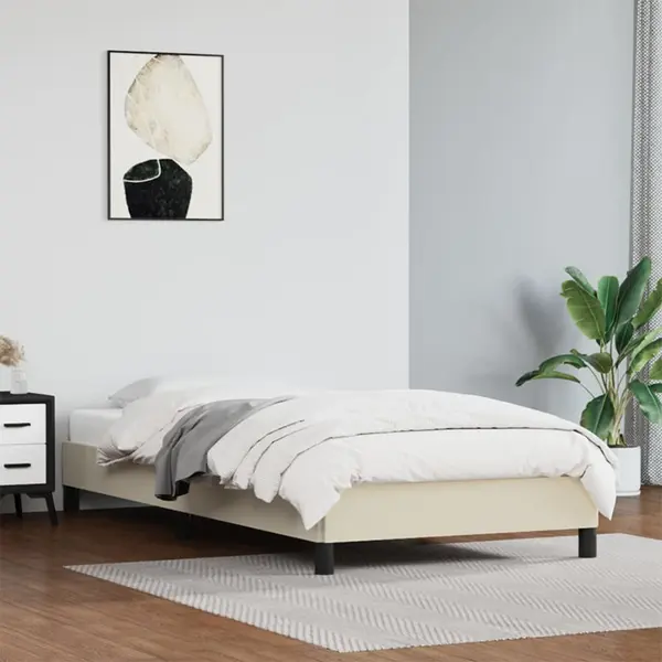 Gossi cadru de pat, crem, 100x200 cm, piele ecologica