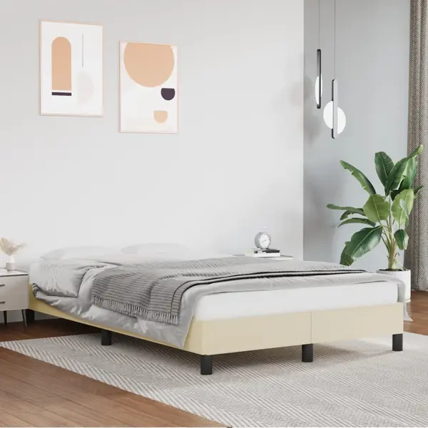 Gossi cadru de pat, crem, 120x200 cm, piele ecologica