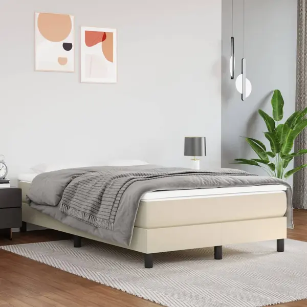 Gossi cadru de pat, crem, 120x200 cm, piele ecologica
