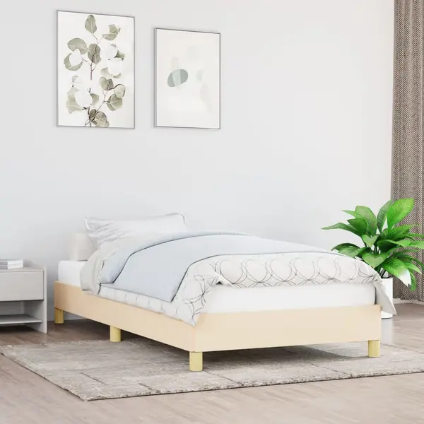 Gossi cadru de pat, crem, 90x190 cm, material textil