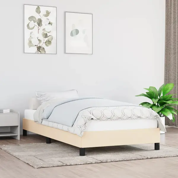 Gossi cadru de pat, crem, 90x190 cm, material textil