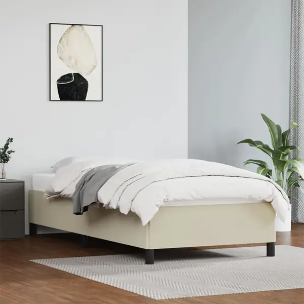 Gossi cadru de pat, crem, 90x200 cm, piele ecologica