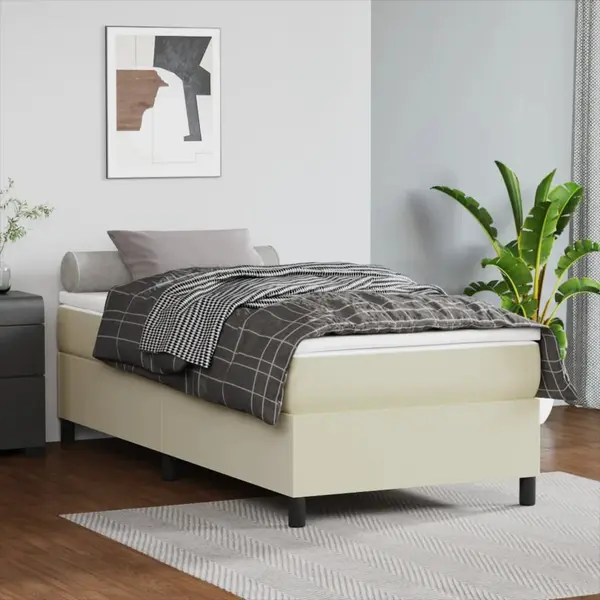 Gossi cadru de pat, crem, 90x200 cm, piele ecologica