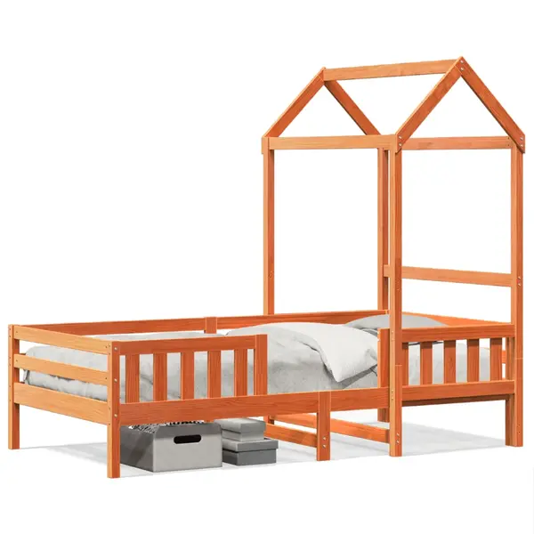 Gossi cadru de pat cu acoperis maro ceruit 90x190cm lemn masiv pin