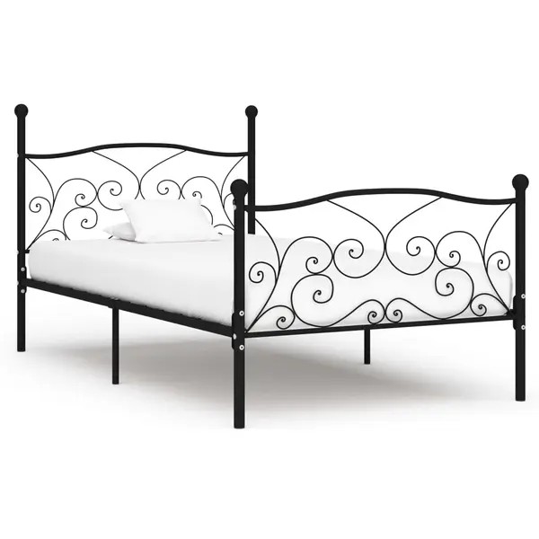 Gossi cadru de pat cu baza din sipci, negru, 100 x 200 cm, metal