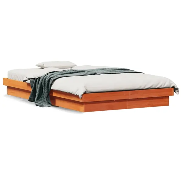 Gossi cadru de pat cu led, maro ceruit, 120x200 cm, lemn masiv de pin