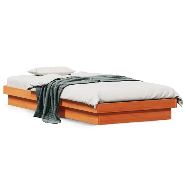 Gossi cadru de pat cu led, maro ceruit, 90x190 cm, lemn masiv de pin