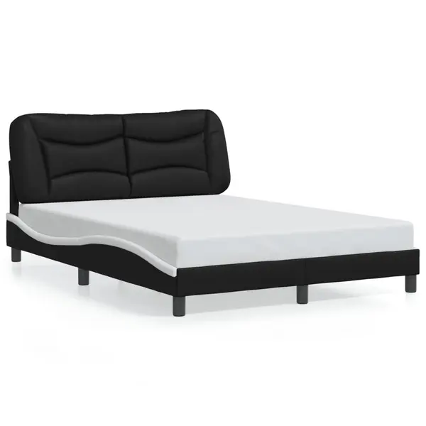 Gossi cadru de pat cu led, negru si alb, 140x200 cm, piele ecologica