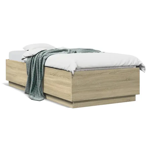 Gossi cadru de pat cu led, stejar sonoma, 100x200 cm, lemn prelucrat