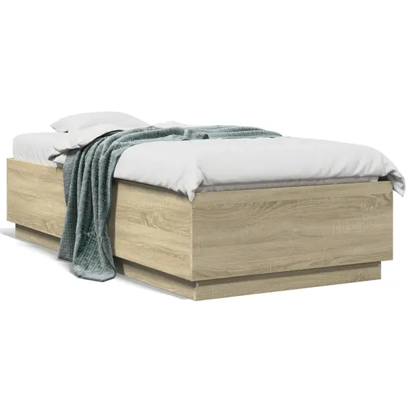 Gossi cadru de pat cu led, stejar sonoma, 90x190 cm, lemn prelucrat
