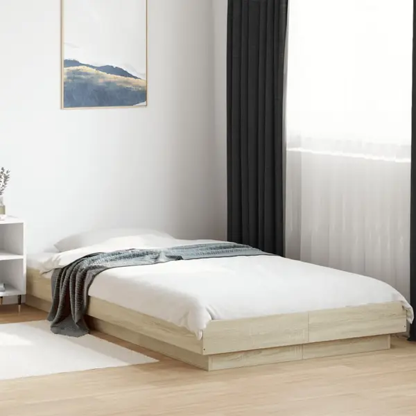 Gossi cadru de pat cu led, stejar sonoma, 90x200 cm, lemn prelucrat