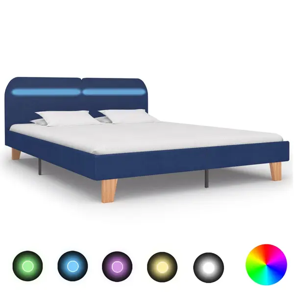Gossi cadru de pat cu led-uri, albastru, 180x200 cm, material textil