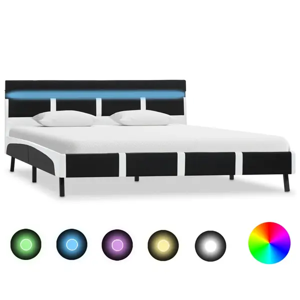 Gossi cadru de pat cu led-uri, negru, 120 x 200 cm, piele ecologica
