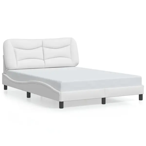 Gossi cadru de pat cu lumini led, alb, 140x190 cm, piele ecologica