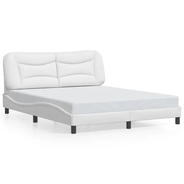 Gossi cadru de pat cu lumini led, alb, 160x200 cm, piele ecologica