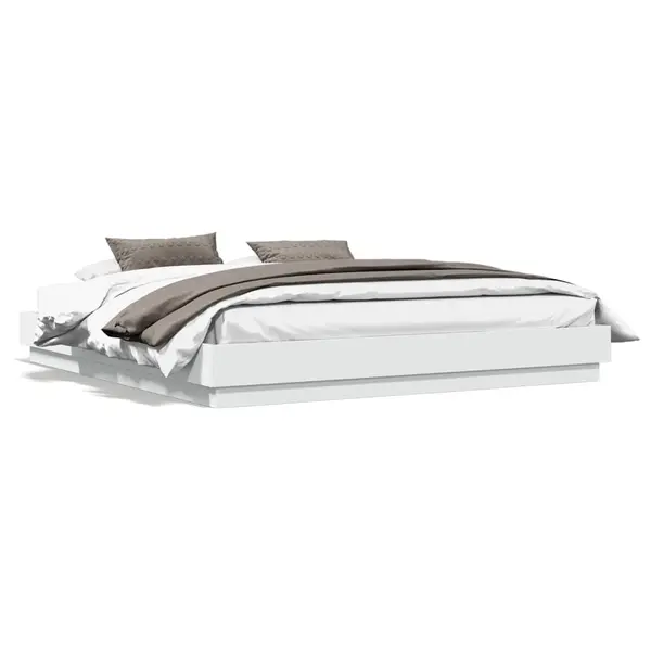 Gossi cadru de pat cu lumini led, alb, 200x200 cm
