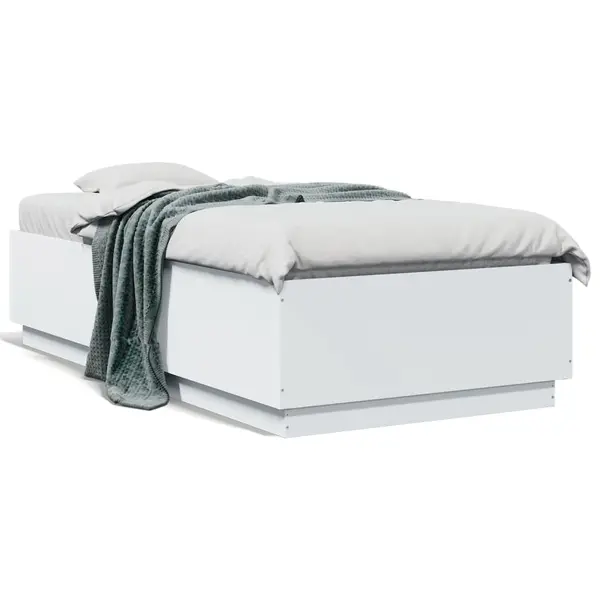 Gossi cadru de pat cu lumini led, alb, 90x190 cm, lemn prelucrat