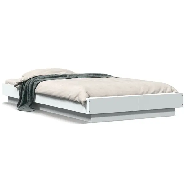 Gossi cadru de pat cu lumini led, alb, 90x190 cm, lemn prelucrat