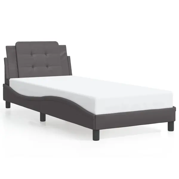 Gossi cadru de pat cu lumini led, gri, 100x200 cm, piele ecologica