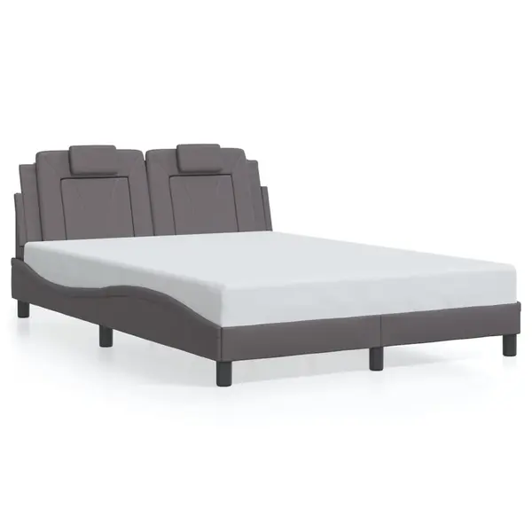 Gossi cadru de pat cu lumini led, gri, 120x200 cm, piele ecologica