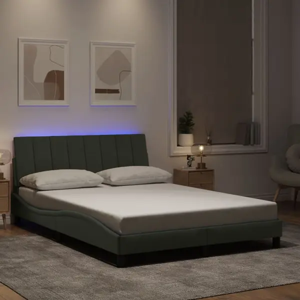 Gossi cadru de pat cu lumini led, gri deschis, 120x200 cm, catifea