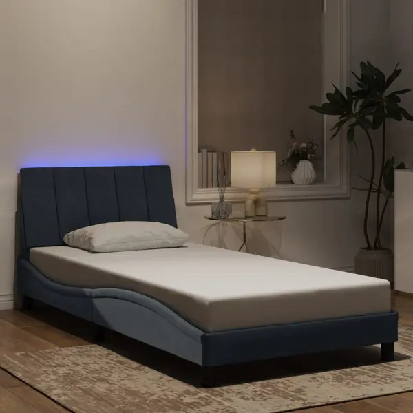 Gossi cadru de pat cu lumini led, gri inchis, 100x200 cm, catifea