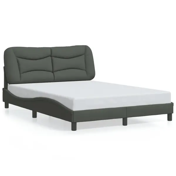 Gossi cadru de pat cu lumini led, gri inchis, 140x200 cm, textil