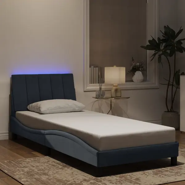 Gossi cadru de pat cu lumini led, gri inchis, 152x203 cm, catifea