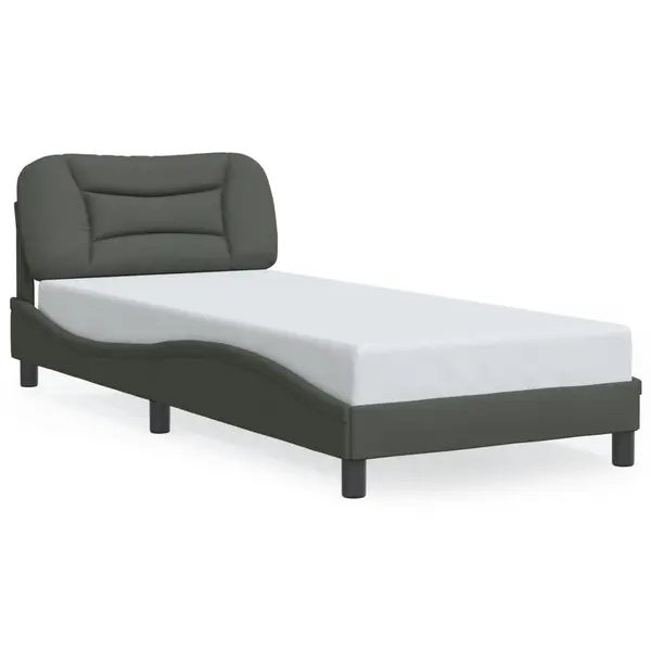 Gossi cadru de pat cu lumini led, gri inchis, 80x200 cm, textil