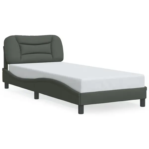 Gossi cadru de pat cu lumini led, gri inchis, 90x190 cm, textil
