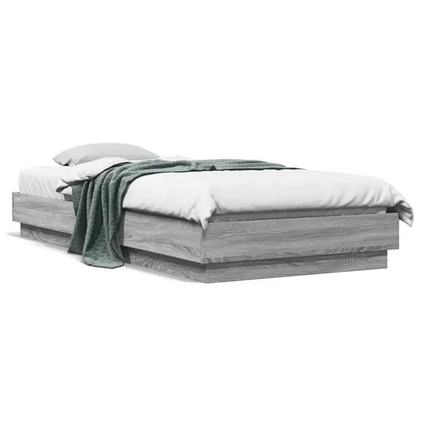 Gossi cadru de pat cu lumini led, gri sonoma, 100x200 cm