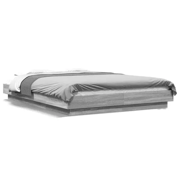Gossi cadru de pat cu lumini led gri sonoma 120x190 cm lemn prelucrat