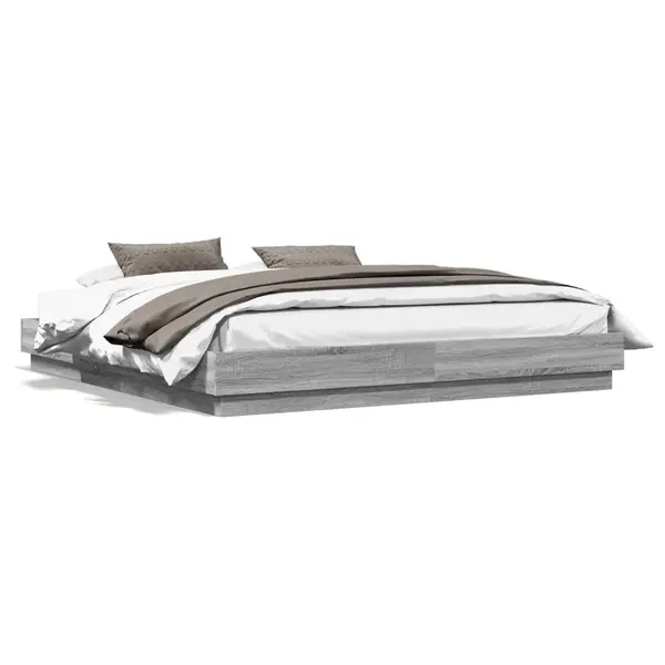 Gossi cadru de pat cu lumini led, gri sonoma, 200x200 cm