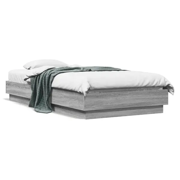 Gossi cadru de pat cu lumini led, gri sonoma, 75x190 cm