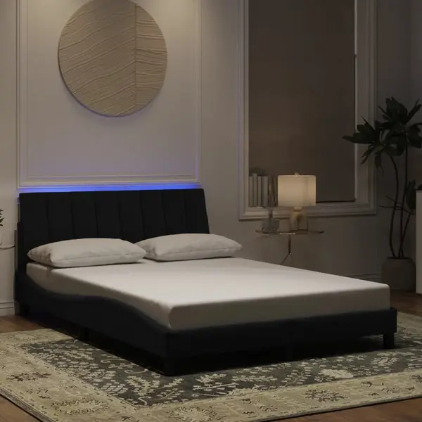 Gossi cadru de pat cu lumini led, negru, 120x200 cm, catifea