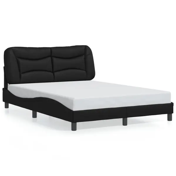 Gossi cadru de pat cu lumini led, negru, 140x190 cm, piele ecologica