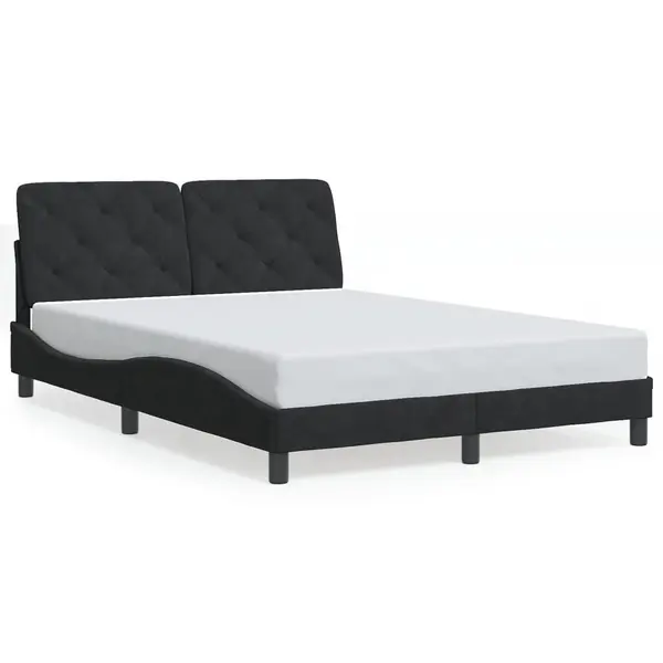 Gossi cadru de pat cu lumini led, negru, 140x200 cm, catifea