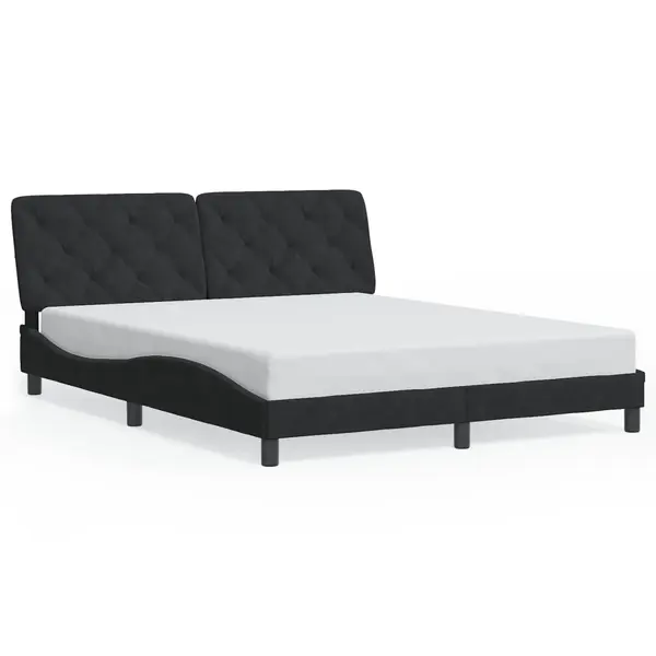 Gossi cadru de pat cu lumini led, negru, 160x200 cm, catifea