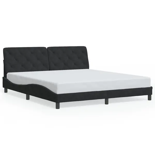 Gossi cadru de pat cu lumini led, negru, 180x200 cm, catifea
